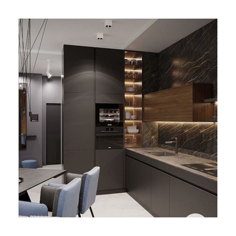 Villa Kitchen YALIG Modern Design Outdoor Black Color Kitchen Pantry Cabinet with Bar