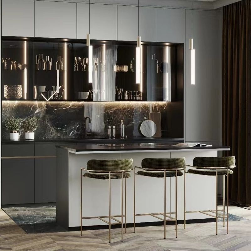 Villa Kitchen YALIG Modern Design Outdoor Black Color Kitchen Pantry Cabinet with Bar