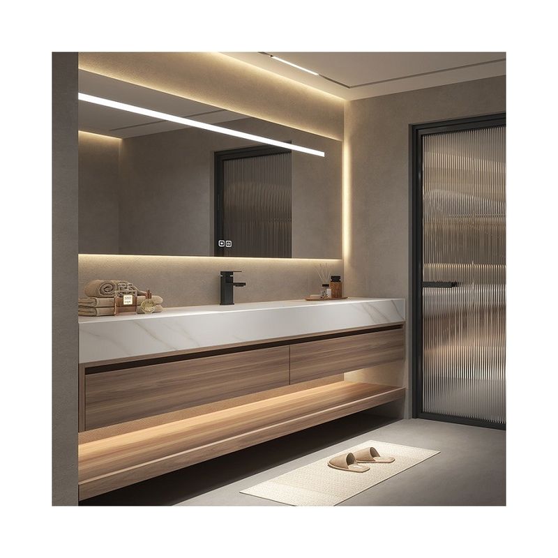 Handles Modern Style Hotel Bathroom Furniture Customized Size Vanity Cabinet with Sink