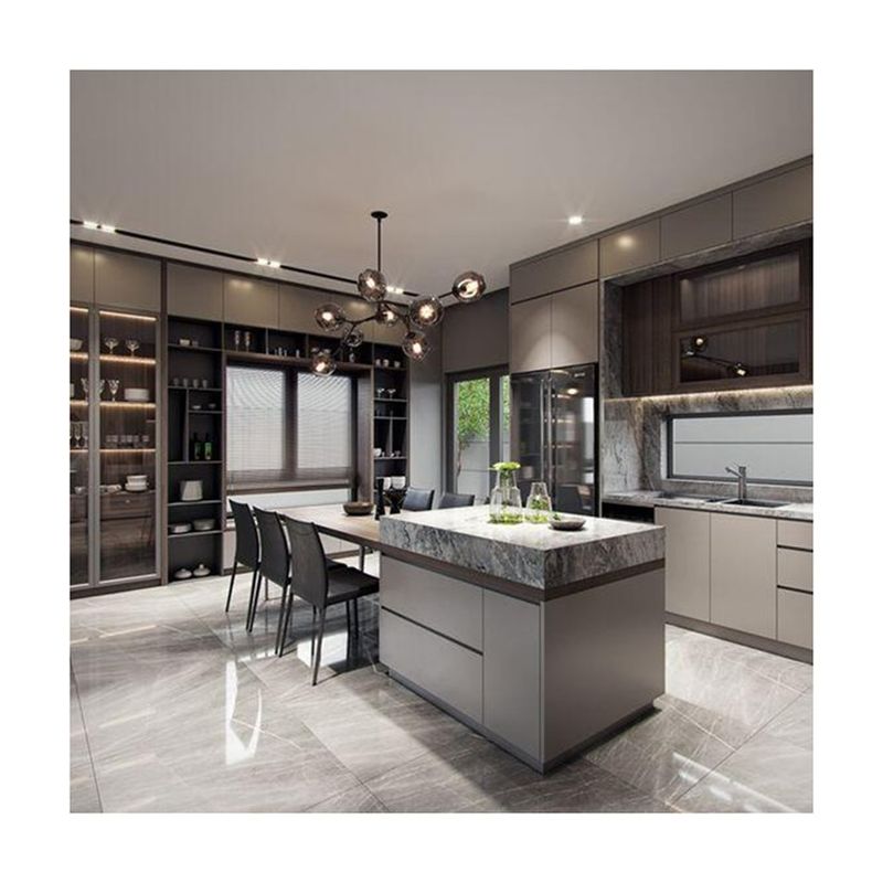 High Gloss Acrylic Dish Dryer Cabinet for Quartz Stone Countertop in Single Kitchen