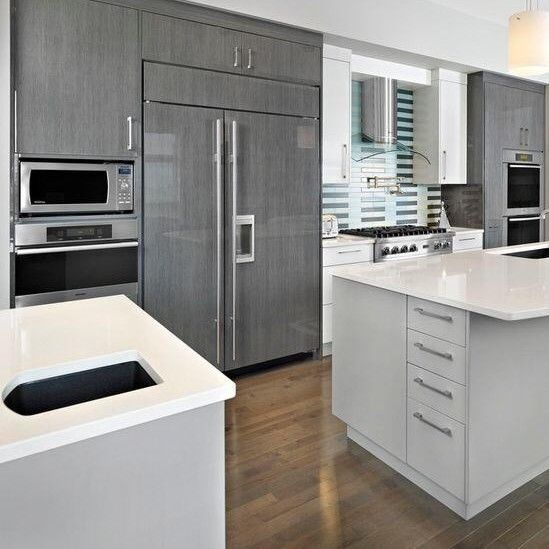 High Gloss Acrylic Dish Dryer Cabinet for Quartz Stone Countertop in Single Kitchen
