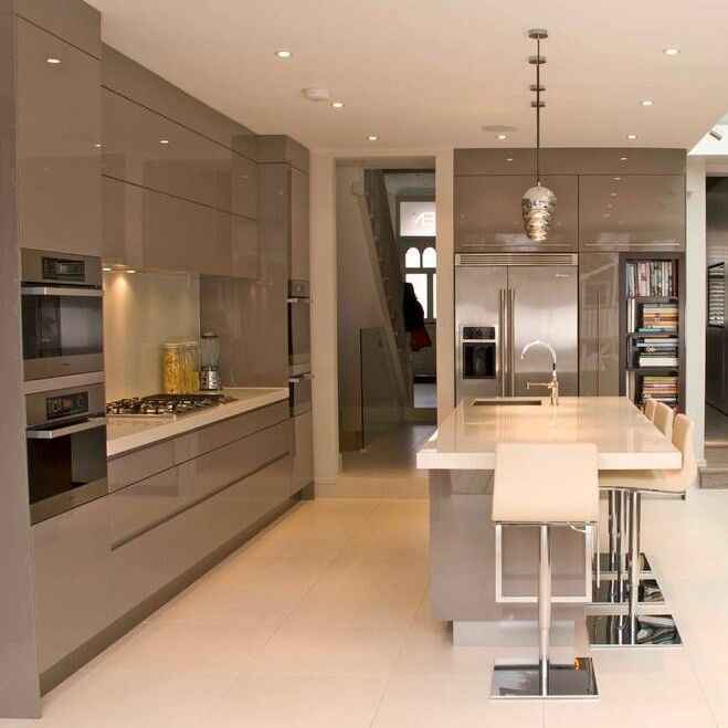 High Gloss Acrylic Dish Dryer Cabinet for Quartz Stone Countertop in Single Kitchen