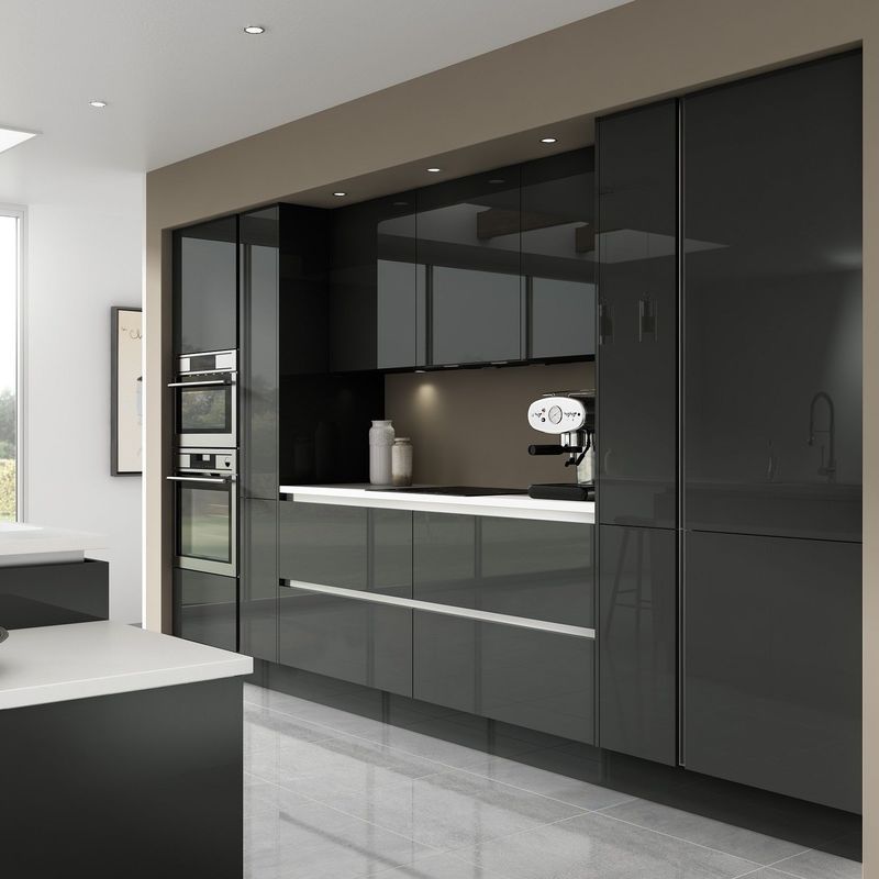 Storage Mdf Lacquer Kitchen Cabinet with PVC Membrane Door Panel Surface Treatment