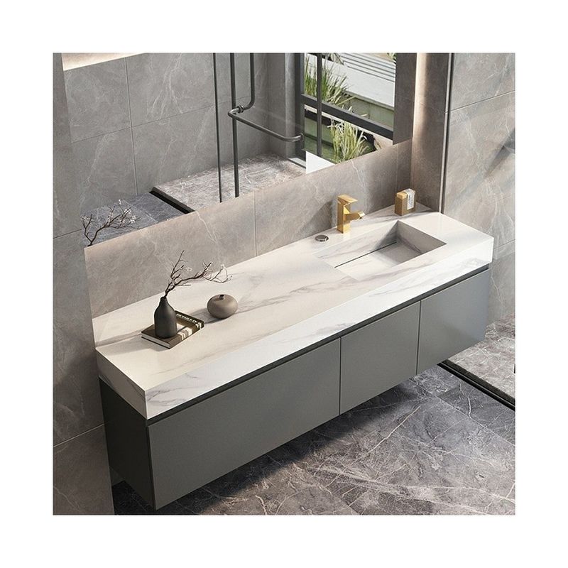 Customized Width Bathroom Vanity Single Sink Set with Mirror Bathroom in Modern Style