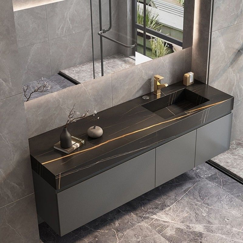Customized Width Bathroom Vanity Single Sink Set with Mirror Bathroom in Modern Style