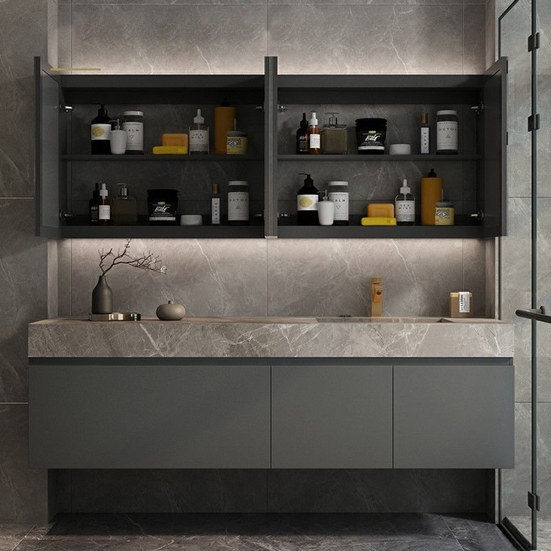 Customized Width Bathroom Vanity Single Sink Set with Mirror Bathroom in Modern Style