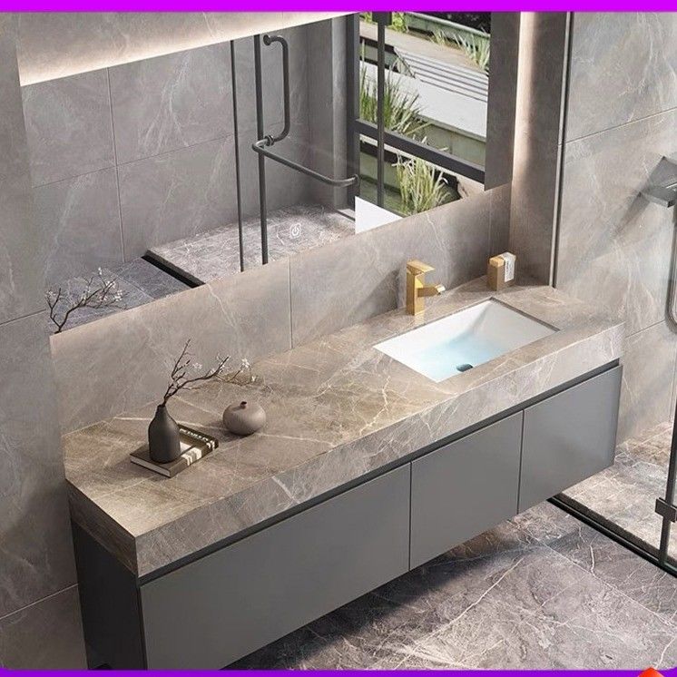 Customized Width Bathroom Vanity Single Sink Set with Mirror Bathroom in Modern Style