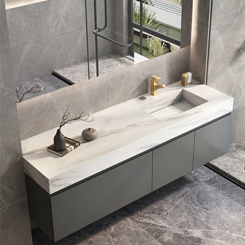 Customized Width Bathroom Vanity Single Sink Set with Mirror Bathroom in Modern Style