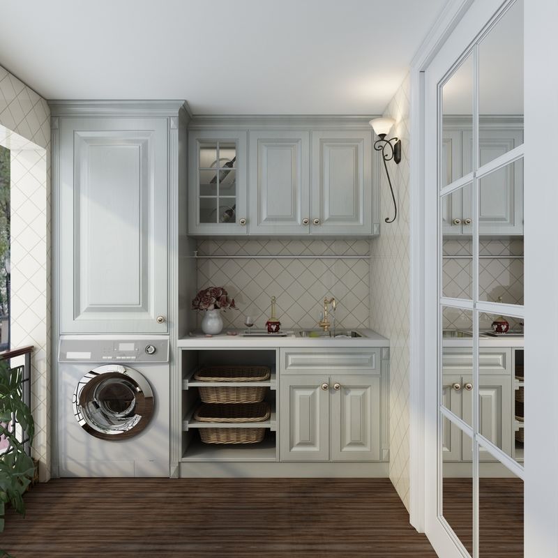 Waterproof Laundry Storage Cabinet with 3D Design 2D Shop Drawing Support from YALIG
