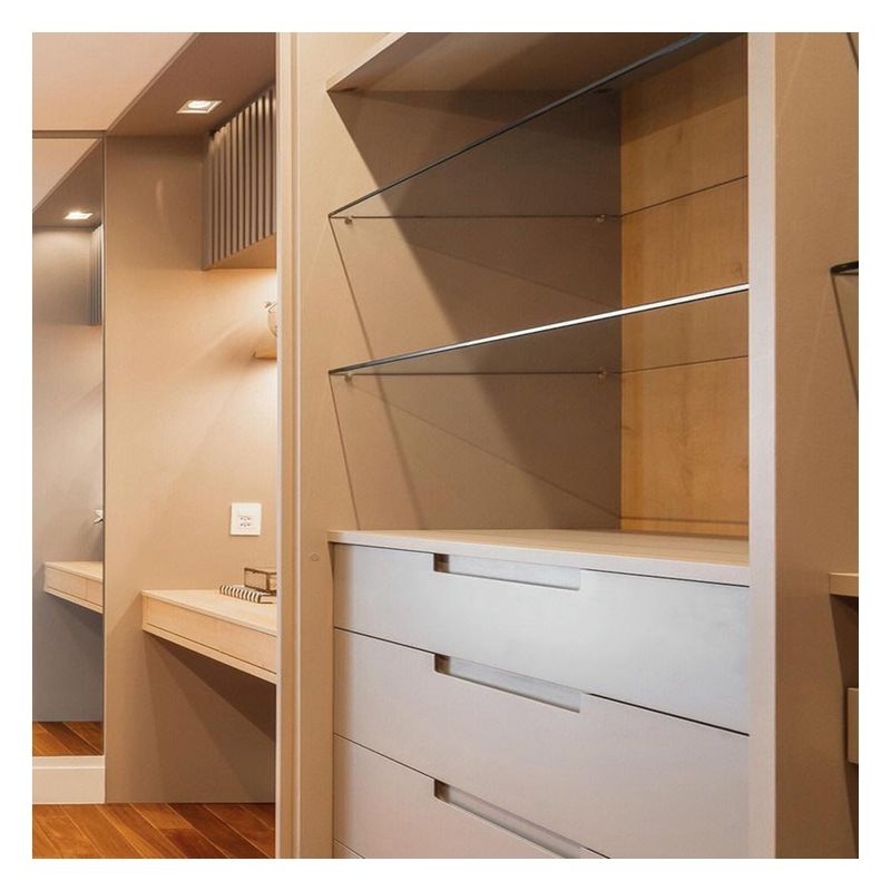 Contemporary Design Black Glass Door Panel Solid Wood Bedroom Wardrobe for Apartment