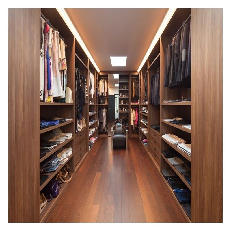 Contemporary Design Black Glass Door Panel Solid Wood Bedroom Wardrobe for Apartment