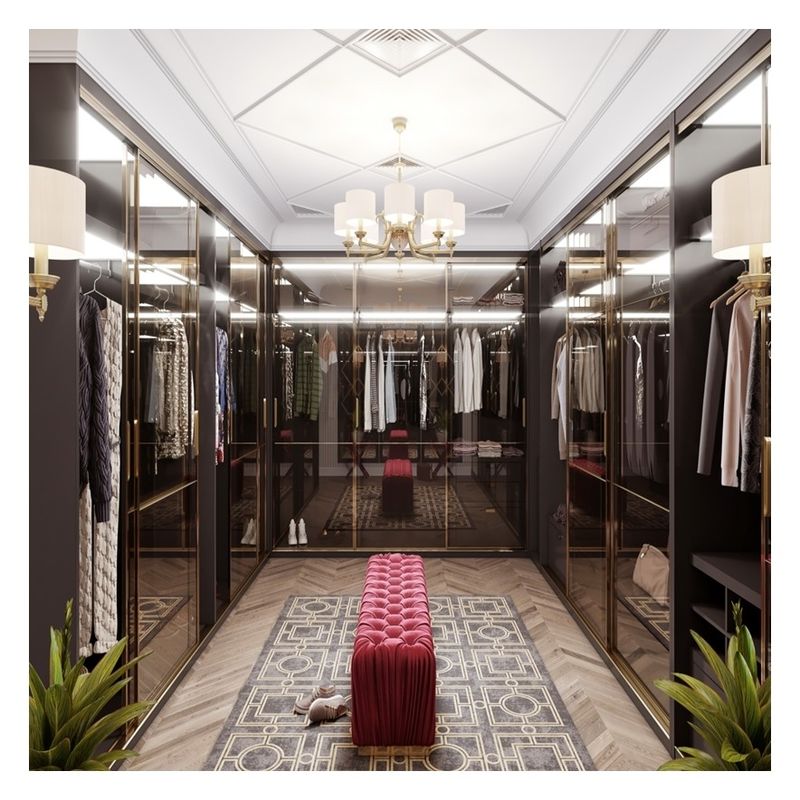 Elegant Glass Wardrobe With Led Light For Customer's Drawings Advantage Wooden Wardrobes