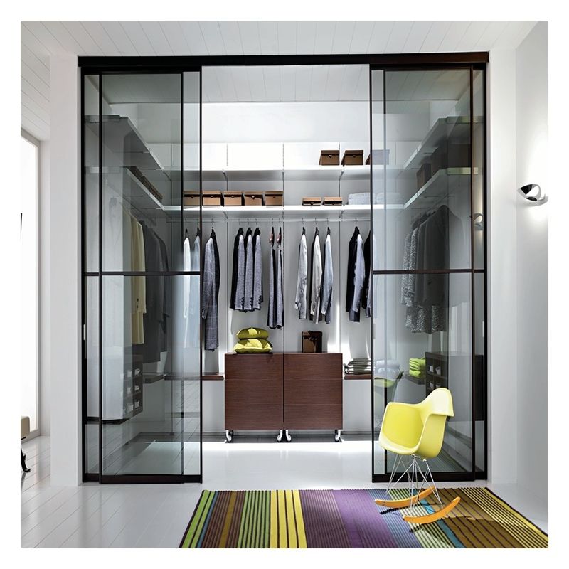 Elegant Glass Wardrobe With Led Light For Customer's Drawings Advantage Wooden Wardrobes