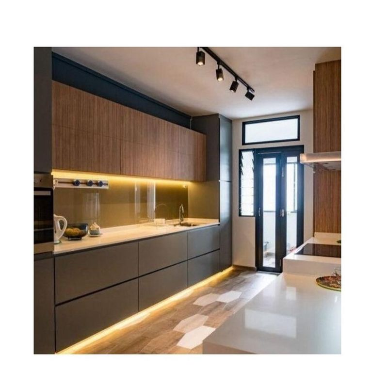Modern Design Style Kitchen Cabinet Fireproof Waterproof with Customized Veneer Color