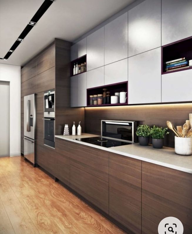 Modern Design Style Kitchen Cabinet Fireproof Waterproof with Customized Veneer Color