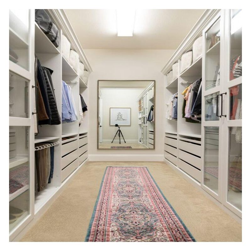 Stylish Walk-in Closets Lighting Design Black Glass Door Panel with Foldable Panels