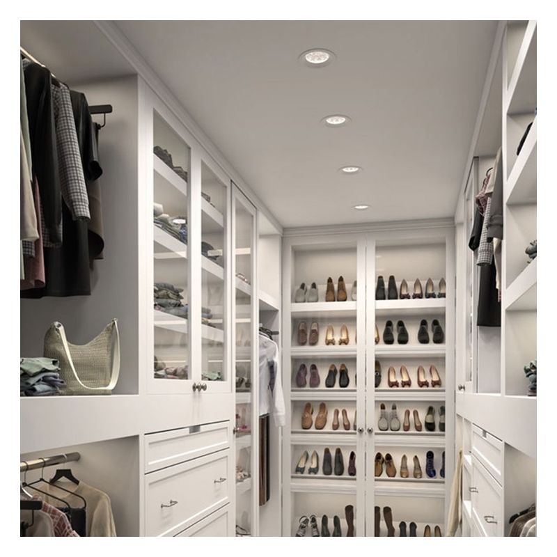 Stylish Walk-in Closets Lighting Design Black Glass Door Panel with Foldable Panels