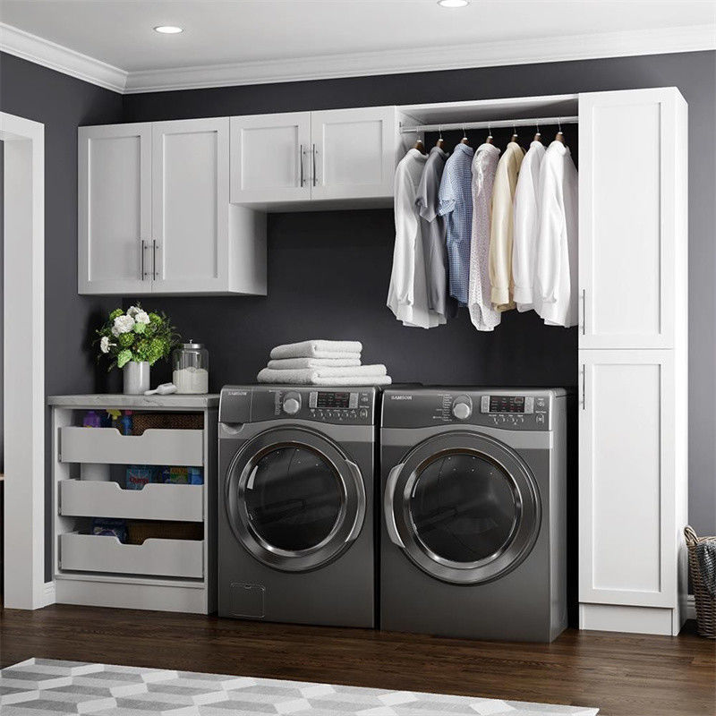 Custom Color YALIG Modern Laundry Cabinet Vanity Closet with Optional Sink and Basket