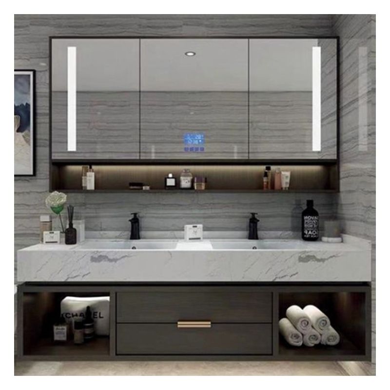 Artificial Quartz Top Wall Mounted Vanity in EUROPEAN Design Style for Apartment Design
