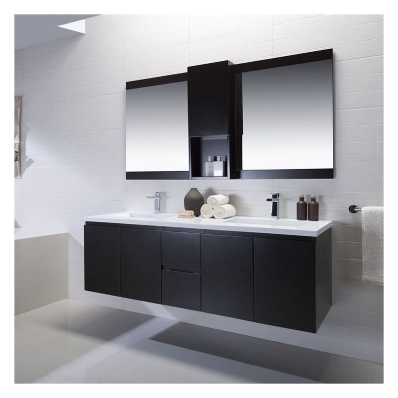 Artificial Quartz Top Wall Mounted Vanity in EUROPEAN Design Style for Apartment Design