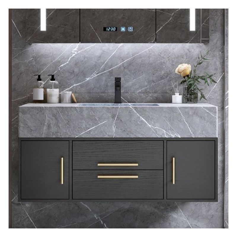 Artificial Quartz Top Wall Mounted Vanity in EUROPEAN Design Style for Apartment Design