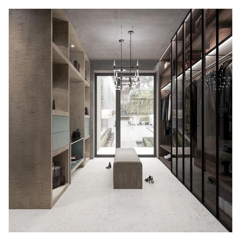 Metal Sliding Closet Doors for End Design European Style Solid Wood Wardrobe in Black