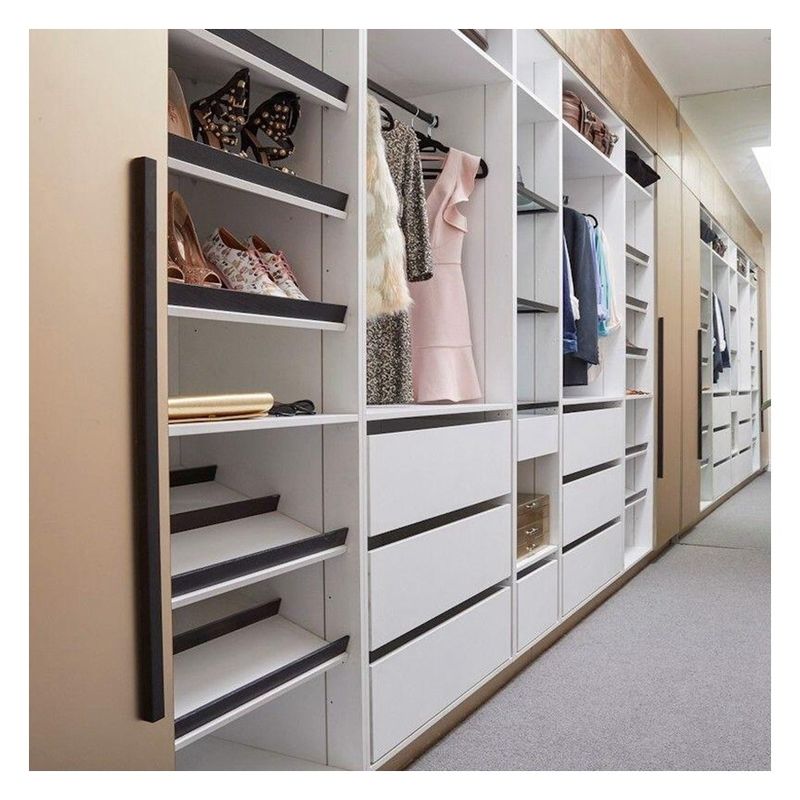 Metal Sliding Closet Doors for End Design European Style Solid Wood Wardrobe in Black