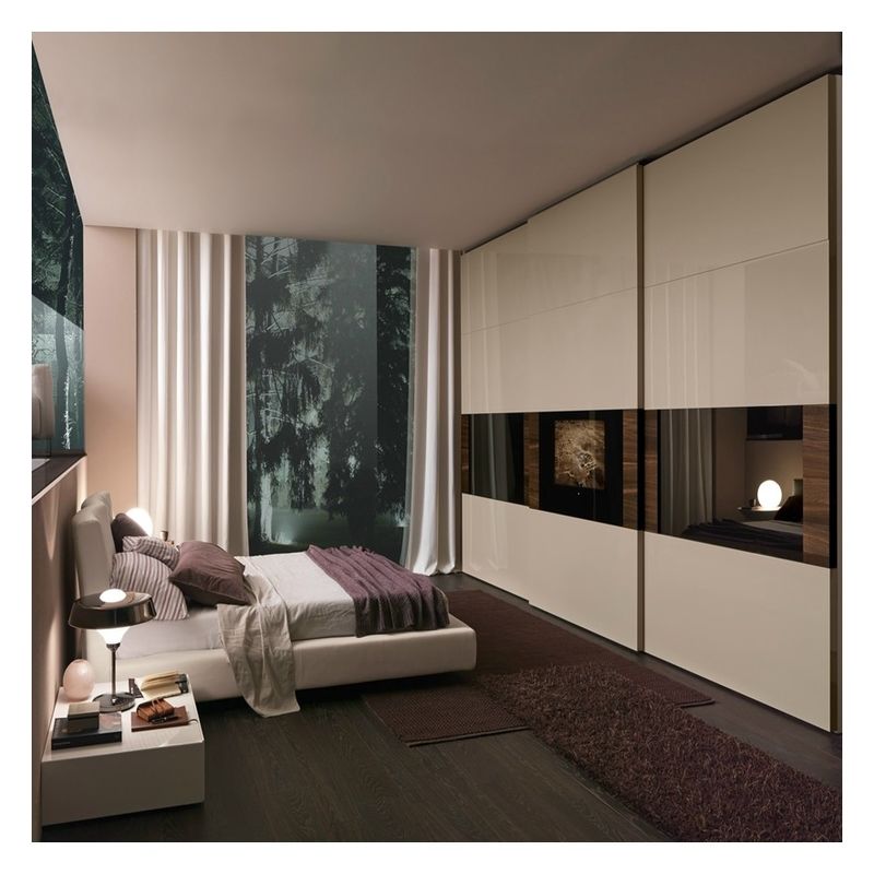 Metal Sliding Closet Doors for End Design European Style Solid Wood Wardrobe in Black