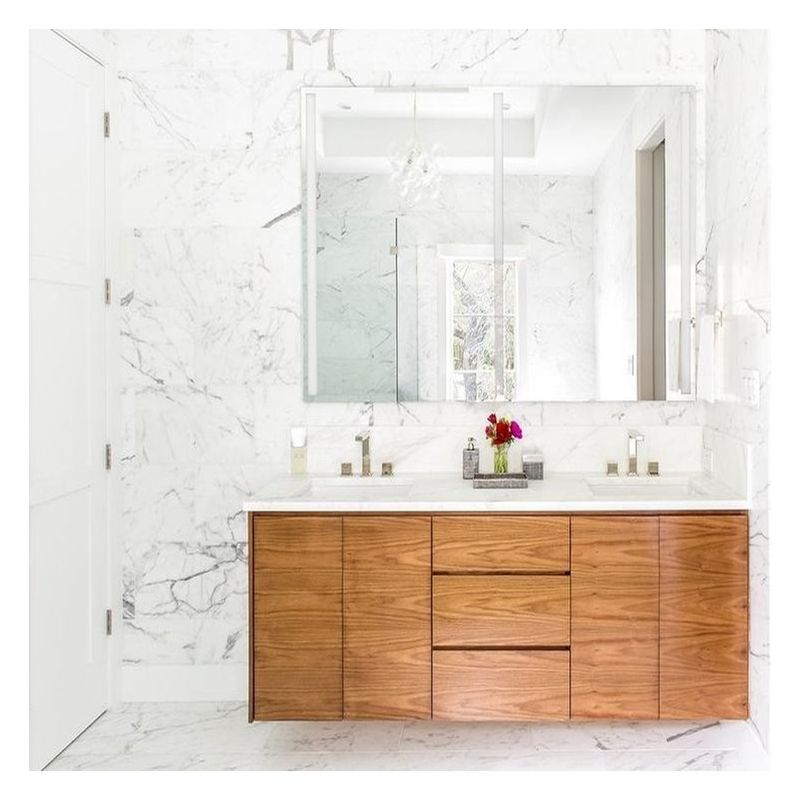 Modern Design Dark Wood Grain Bathroom Cabinet with Wall Mount and Plywood Door Panel