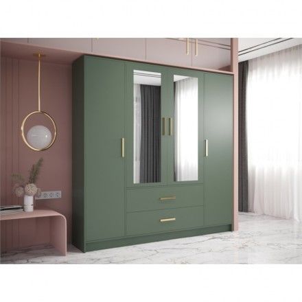 Modern Design Custom Clothes Wardrobe with Black Glass Door Panel and Mirror Lacquer