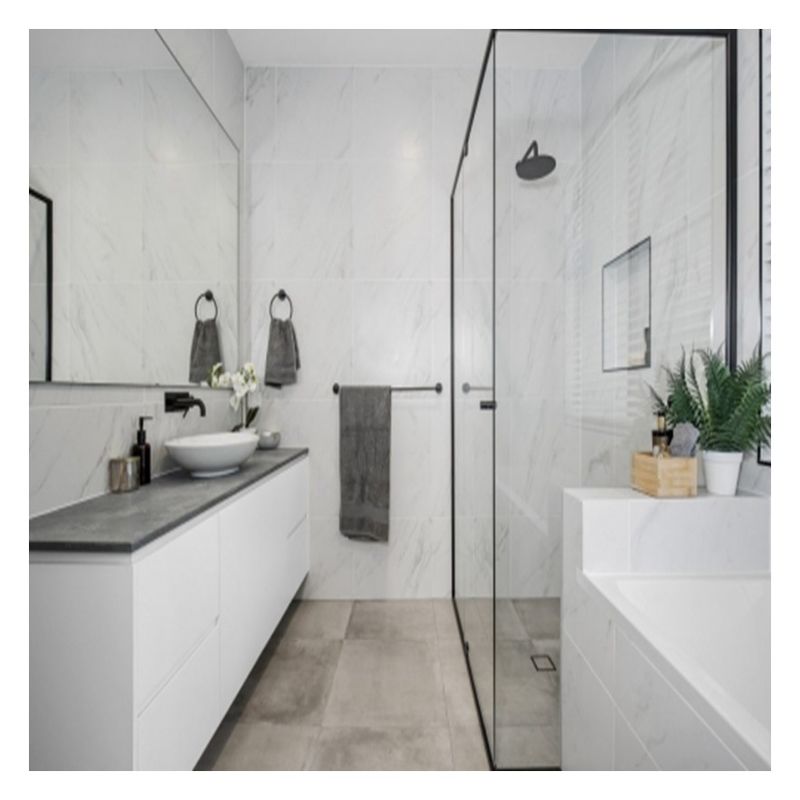Customized Color High Gloss Acrylic Bathroom Cabinet with Double Sink and Wall Mount