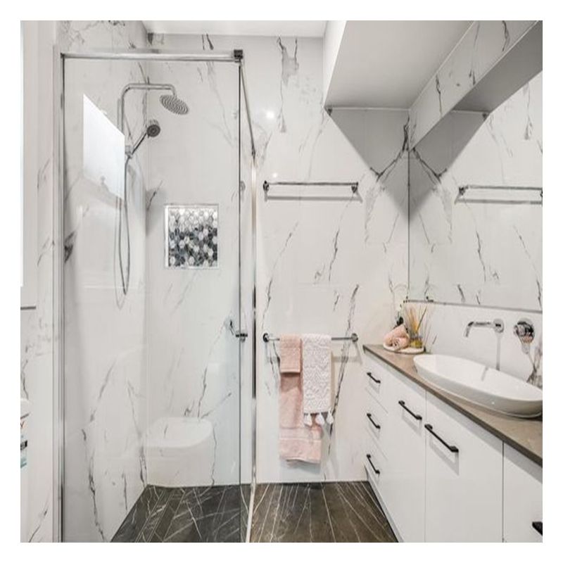 Customized Color High Gloss Acrylic Bathroom Cabinet with Double Sink and Wall Mount