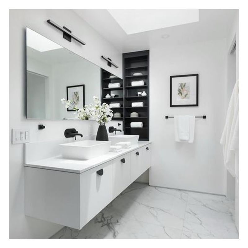 Customized Color High Gloss Acrylic Bathroom Cabinet with Double Sink and Wall Mount