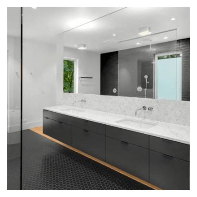 Customized Color High Gloss Acrylic Bathroom Cabinet with Double Sink and Wall Mount