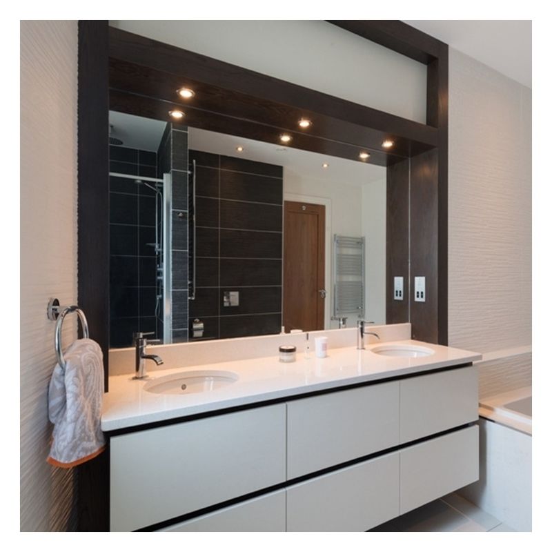 Customized Color High Gloss Acrylic Bathroom Cabinet with Double Sink and Wall Mount