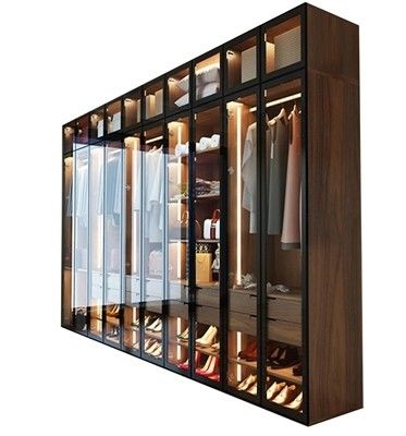Black Wood Closet Bedroom Smart Wardrobe Cabinet Italy Style for Your Elegant Bedroom