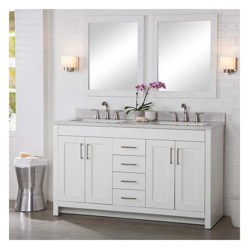 Modern Style Customized Color Shaker Lacquered Bathroom Cabinet with Ceramic Countertop