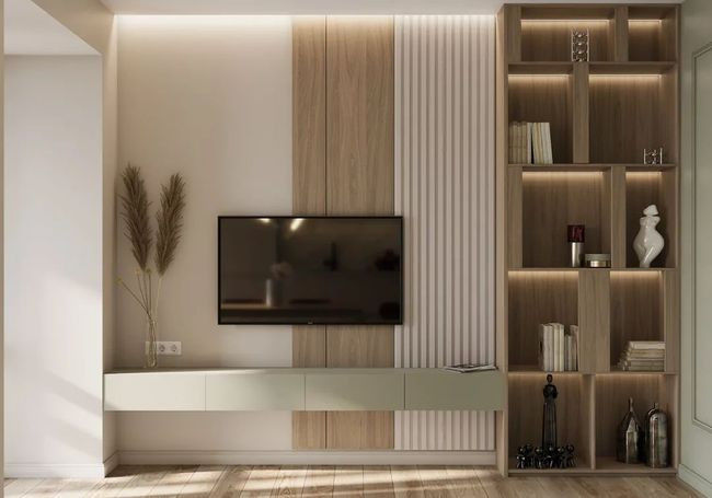 Customize Size TV Stand Modern Design Wall Unit for Luxury Home Furniture in Apartment