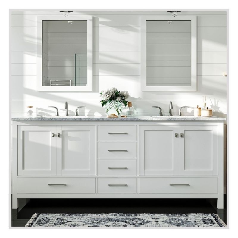 Modern Style Customized Color Shaker Lacquered Bathroom Cabinet with Ceramic Countertop