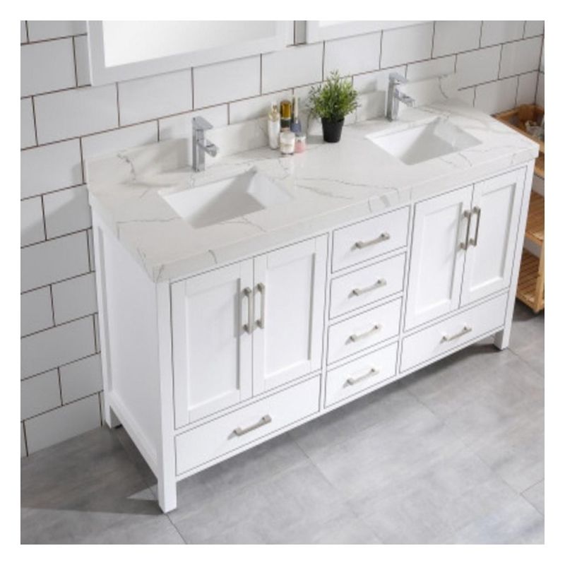 Modern Style Customized Color Shaker Lacquered Bathroom Cabinet with Ceramic Countertop
