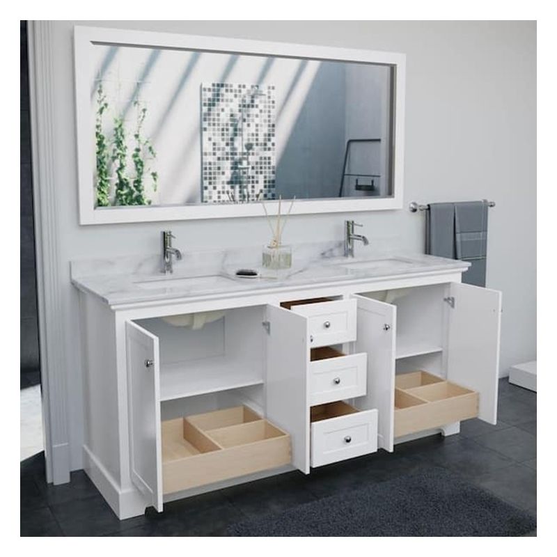 Modern Style Customized Color Shaker Lacquered Bathroom Cabinet with Ceramic Countertop