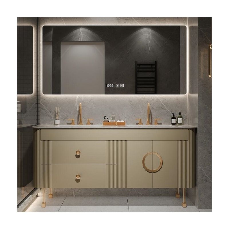 CAD/3D American Style Modern Design Floor PVC Particleboard Bathroom Vanity Cabinet with Sink
