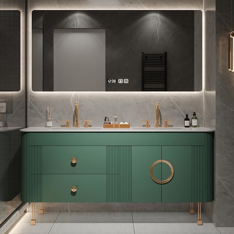 CAD/3D American Style Modern Design Floor PVC Particleboard Bathroom Vanity Cabinet with Sink