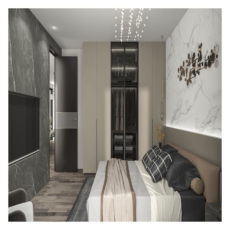 European Solid Wood Walk In Closet Cabinets Customized for Home Bedroom Set Furniture