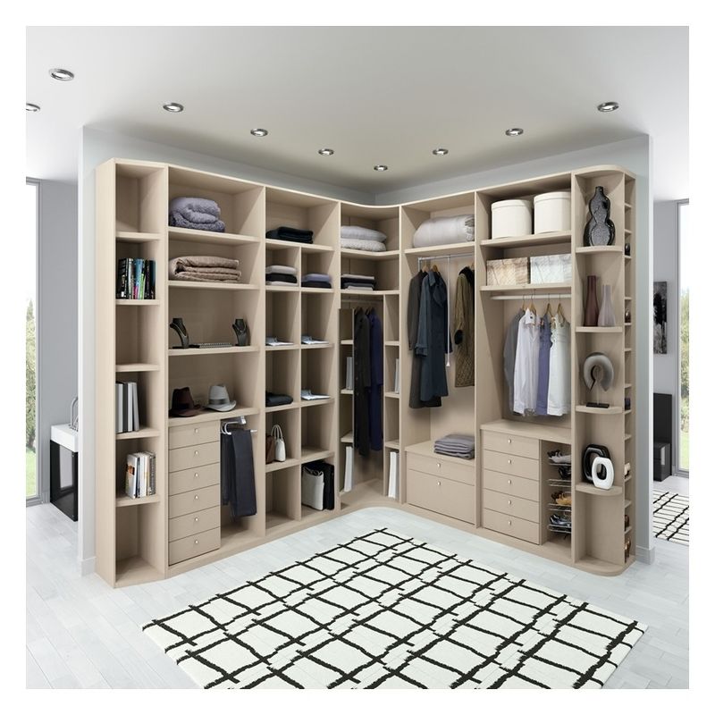 European Solid Wood Walk In Closet Cabinets Customized for Home Bedroom Set Furniture