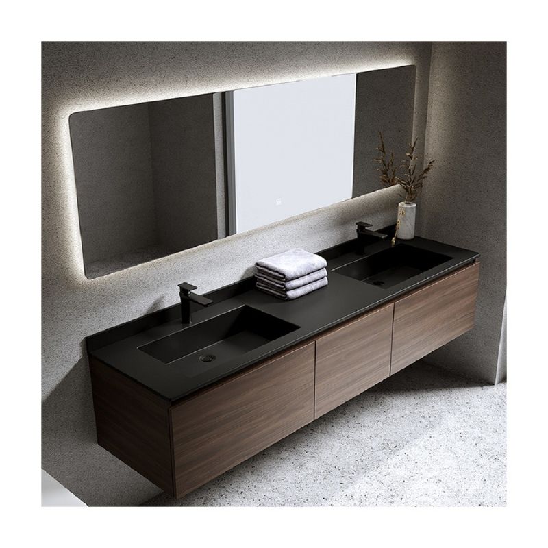 Wall Mounted Double Sink Solid Wood Bathroom Vanity Cabinet for Customized Made Order