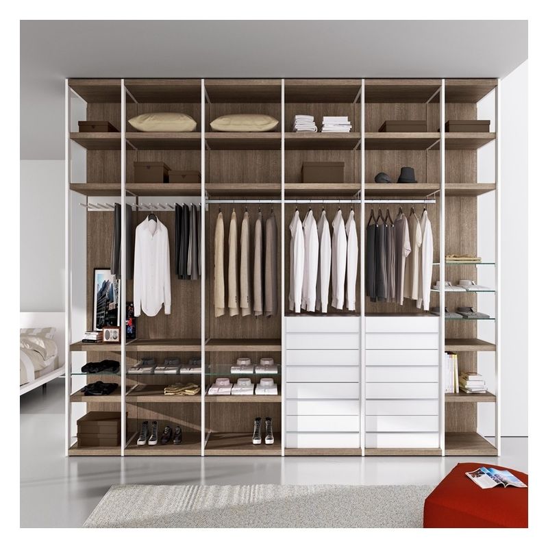 Customized Wooden Modern Walk In Wardrobe with High End Lacquer Panel Storage Solution