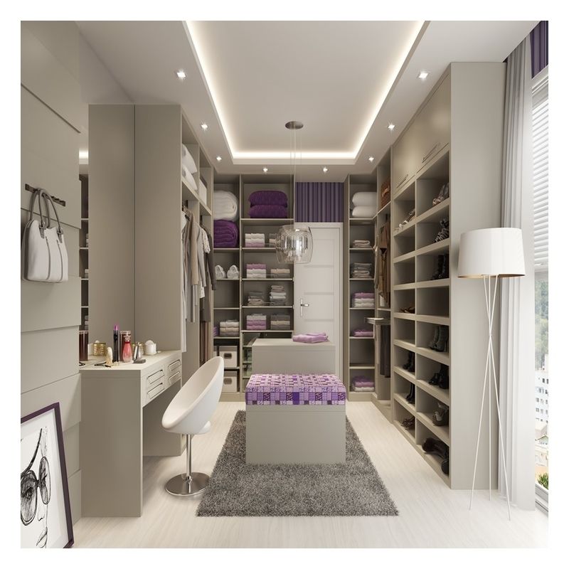 Customized Wooden Modern Walk In Wardrobe with High End Lacquer Panel Storage Solution