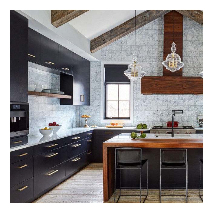 Customized Ral Color Chart Black Lacquer Finish Modern Solid Wood Cabinets for Apartments