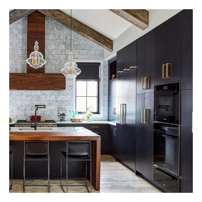 Customized Ral Color Chart Black Lacquer Finish Modern Solid Wood Cabinets for Apartments
